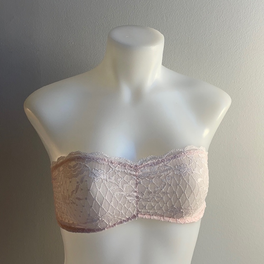 Free People Pink Lace Bandeau Bra XS .